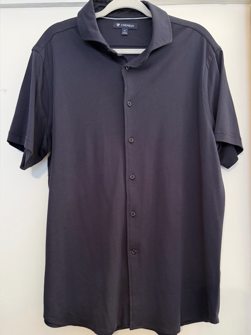 Cremieux Men's Navy Performance Short Sleeve Button Front Shirt XL